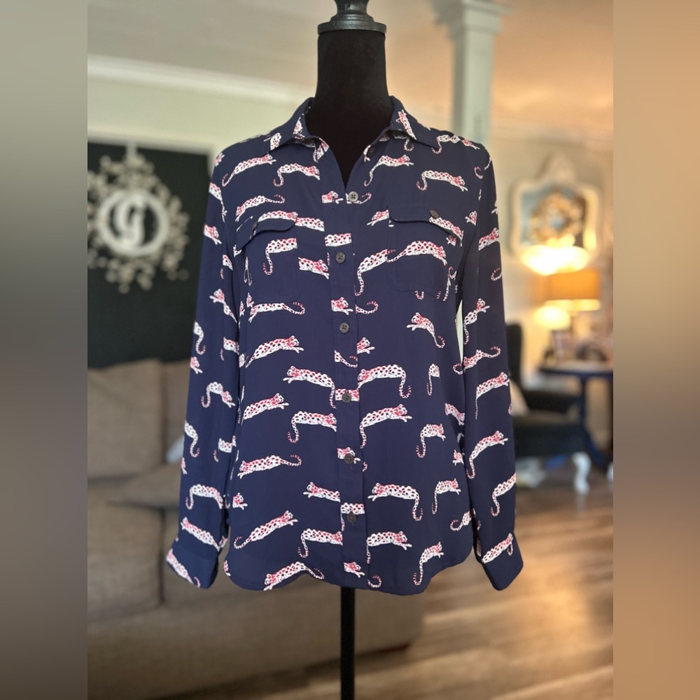 LOFT size XS petite cheetah cat shirt